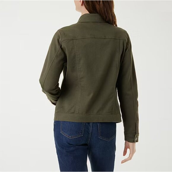 NWT Gloria Vanderbilt Women's Amanda Twill Trucker Jacket Green Size S $70 8C110 - Picture 3 of 3